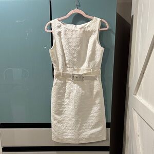 Banana Republic White Textured Belted Mini Dress